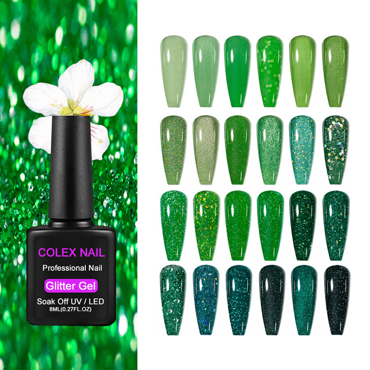 8 ml zöld csillogó gél lengyel