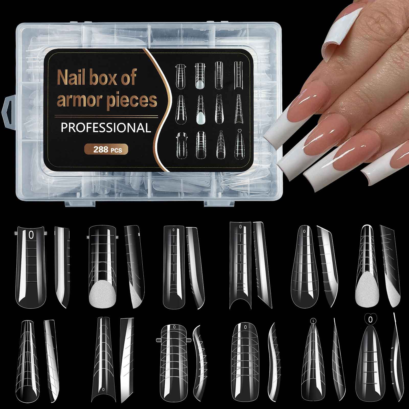 Dual Nail Forms Nail Tips 12 Shapes 288db poli körömzseléhez