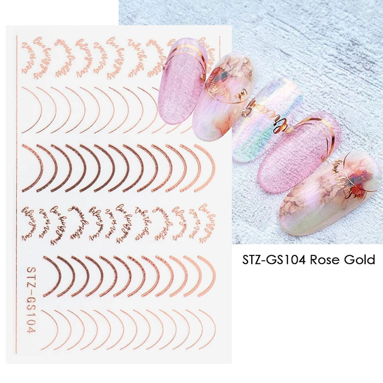 Arany ezüst Stripe Lines körömmatricák matricák